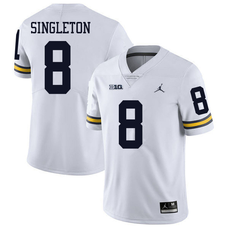 Jordan Brand Men #8 Drew Singleton Michigan Wolverines College Football Jerseys Sale-White